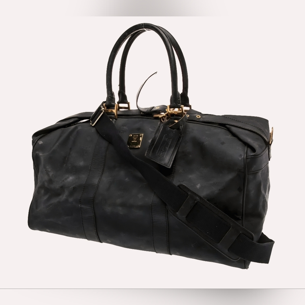 MCM Boston Black & Gold Nylon Weekender (STRAP/LUGGAGE TAG)(EUC)(COA)✨️🖤✨️ - Picture 2 of 13